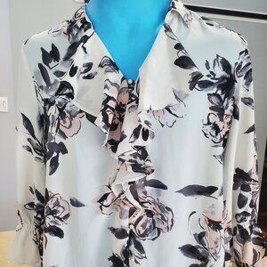 Karl Lagerfeld Bell Sleeve Ruffled Blouse Med